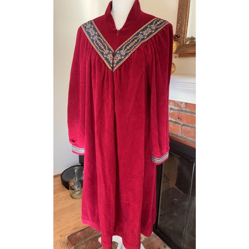 Vanity Fair Shevela Nightgown Xl Kaftan Robe Christmas Wine Red USA